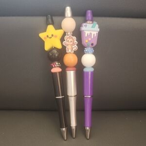 Star, Monkey & Boba Drink Beaded Pens